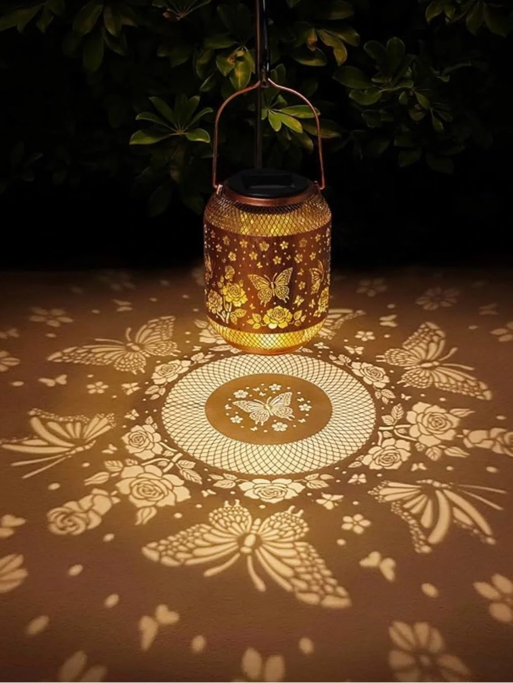 Decorative Copper Butterfly Lantern - Brown